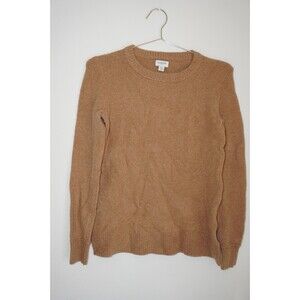 J Crew Tan Wool Blend Crewneck Pullover Stretch Sweater Women Size XS